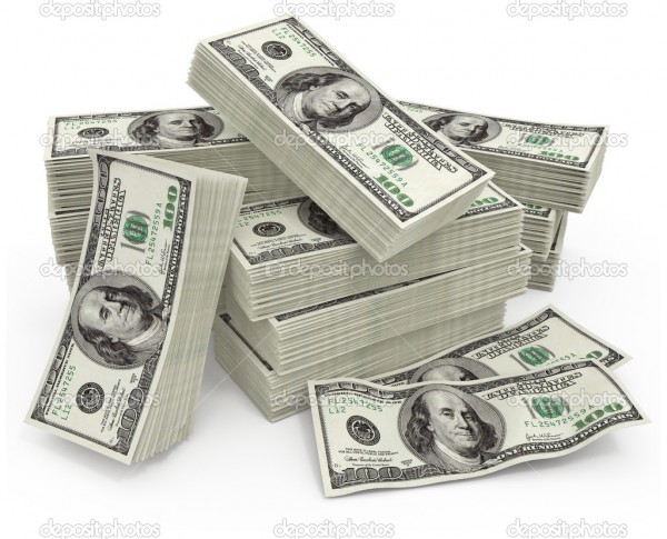 Big sum of money dollars - 3d illustration