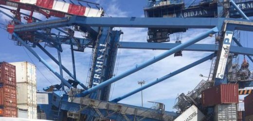 Un portique endommagé par un navire au terminal à conteneurs du port d&rsquo;Abidjan 
