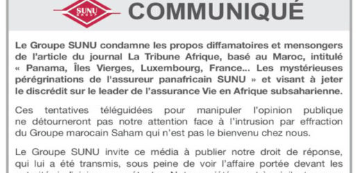 Communiqué du groupe Sunu