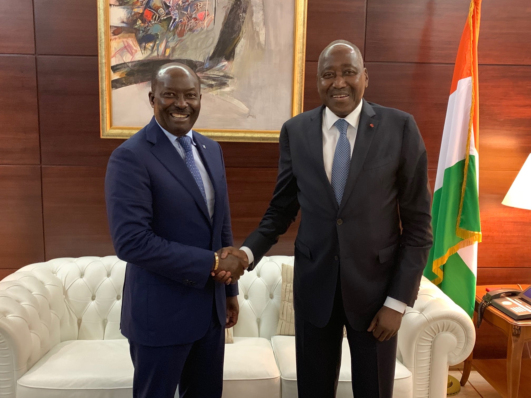 Le Président Directeur Général du Groupe BGFIBank reçu par le Premier Ministre, Chef du Gouvernement ivoirien, M. Amadou GON COULIBALY