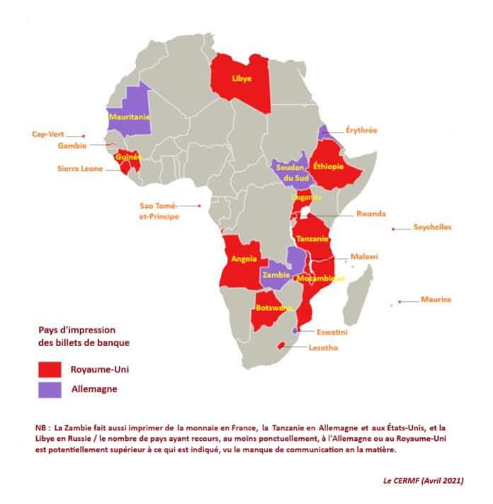 Les 22 pays africains qui importent leur monnaie d’Angleterre et d’Allemagne
