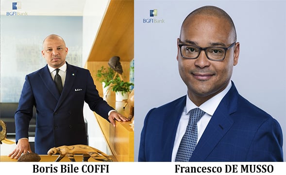 Boris Bilé COFFI et Francesco DE MUSSO respectivement nommés Directeur Général de BGFIBank Europe et Directeur Général de BGFIBank RDC