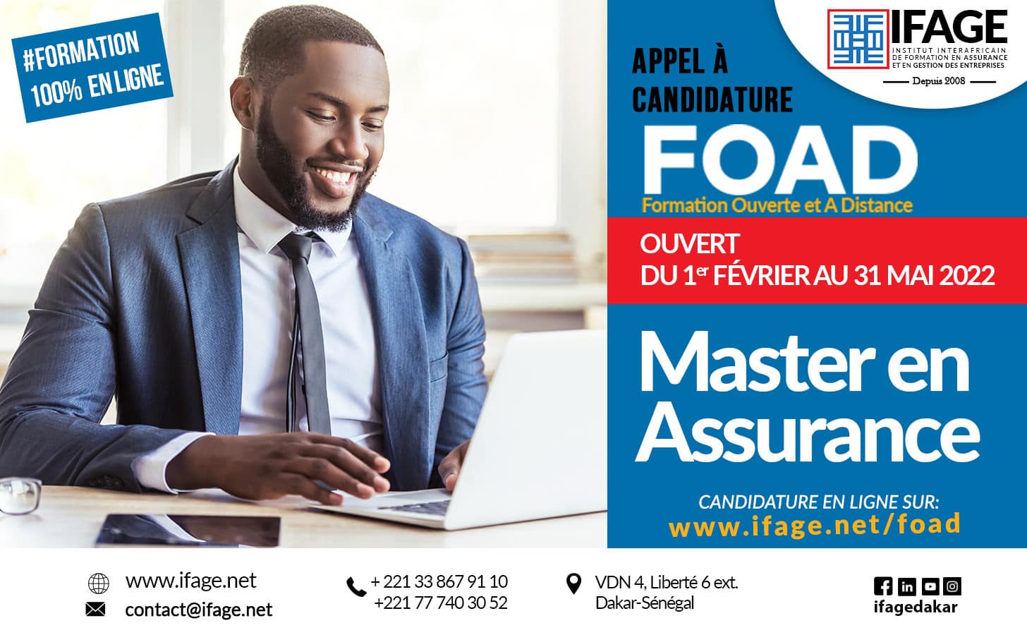Lancement de l’appel à candidature du 1er programme de master professionnel assurance 100% en ligne pour l’Afrique francophone