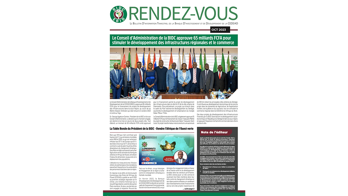 Rendez-vous,  le bulletin d&rsquo;information trimestriel de la Banque D&rsquo;investissement et de Développement de la CEDEAO