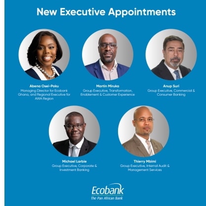 Le Groupe Ecobank annonce des nominations clés dans son équipe de direction