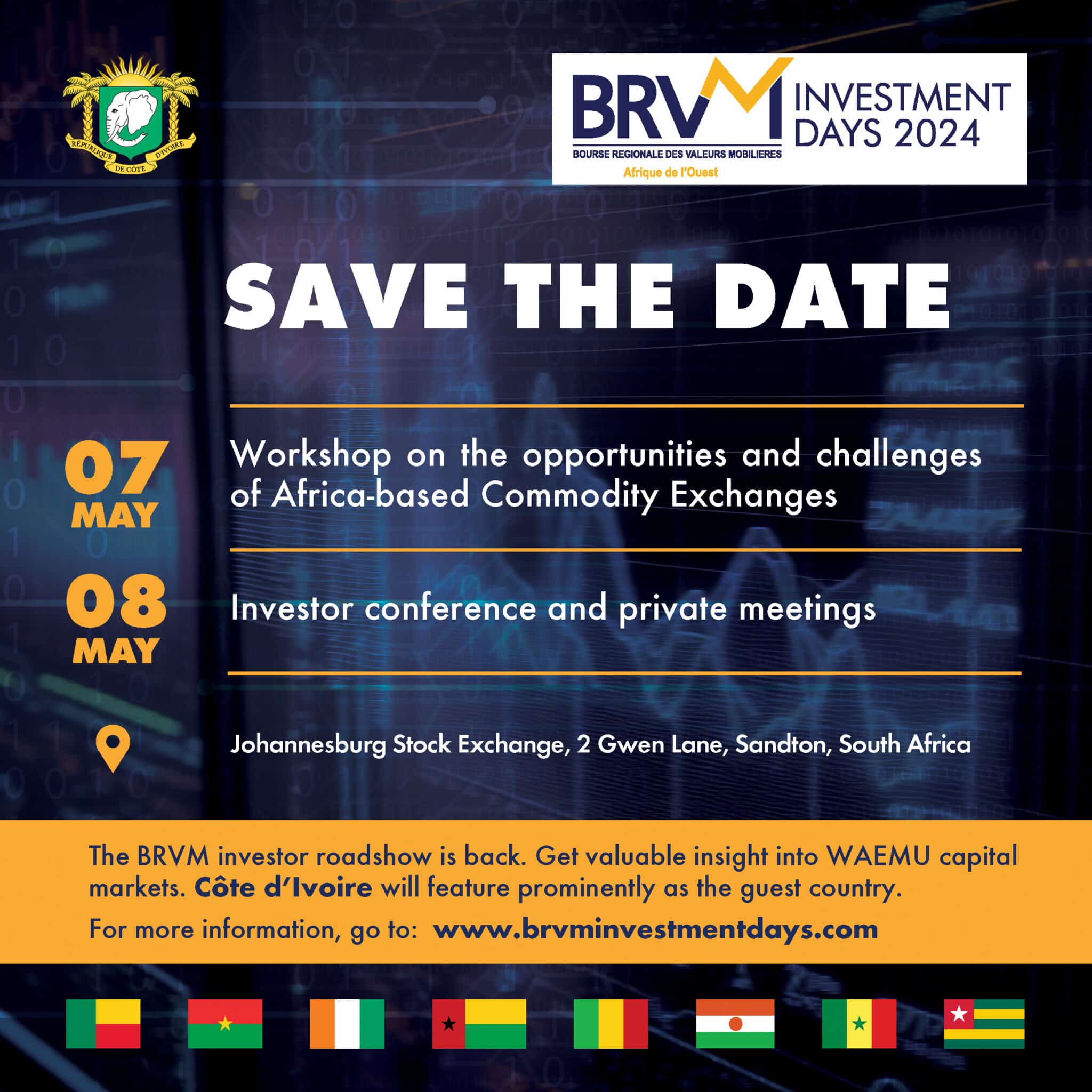 Le roadshow de la Bourse Régionale de l&rsquo;Afrique de l&rsquo;Ouest (BRVM) revient à Johannesburg