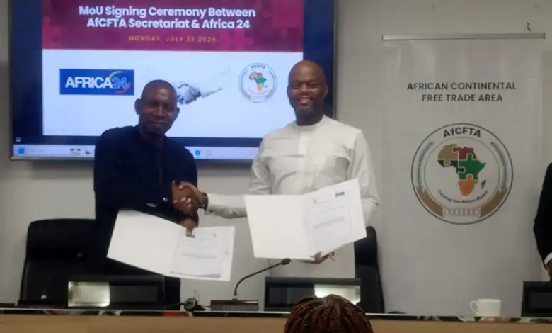 Le Secrétariat de la ZLECAf et le Groupe média AFRICA24 signent un protocole d&rsquo;accord historique pour stimuler la Zone de libre-Echange continentale et la collaboration entre les médias