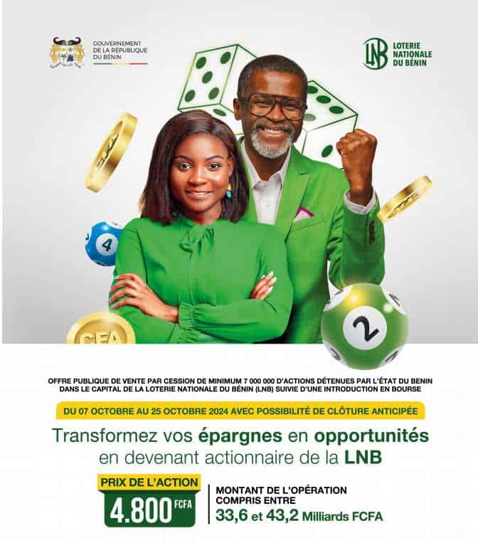 L’OPV de la Loterie Nationale du Bénin S.A clôturée à 43 milliards de francs CFA 
