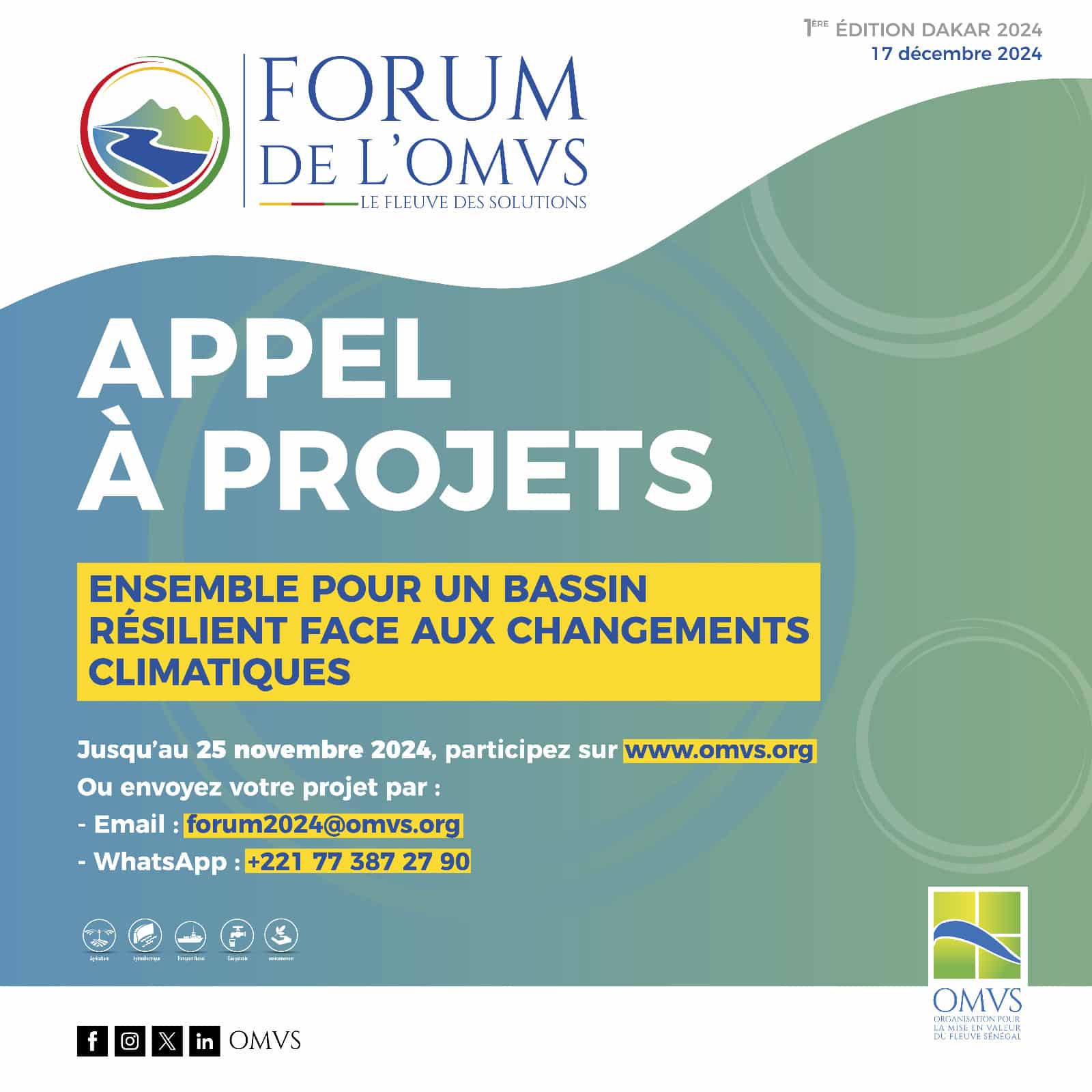 L’OMVS lance un appel à projets  «ensemble pour un bassin résilient face aux changements climatiques »