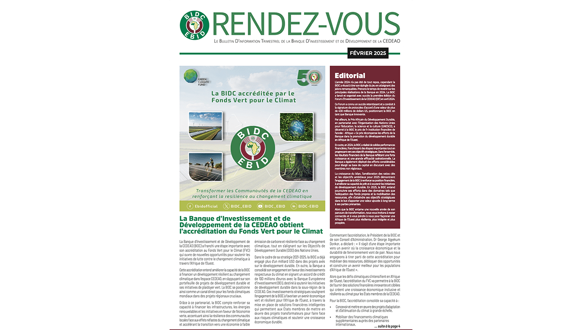 Rendez-vous,  le bulletin d’information trimestriel de la Banque d’Investissement et de Développement de la CEDEAO