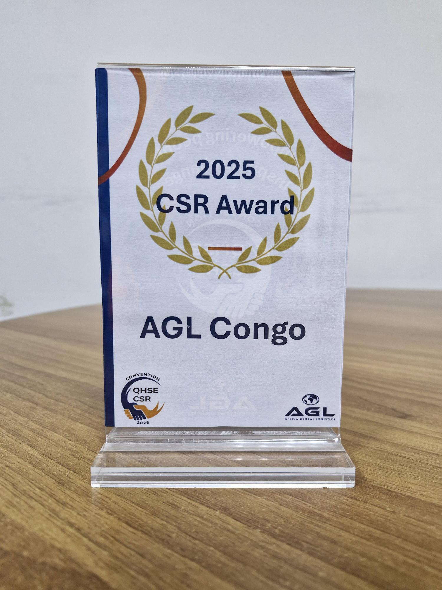 AGL Congo, reçoit du groupe AGL le trophée CSR 2025 pour son engagement RSE