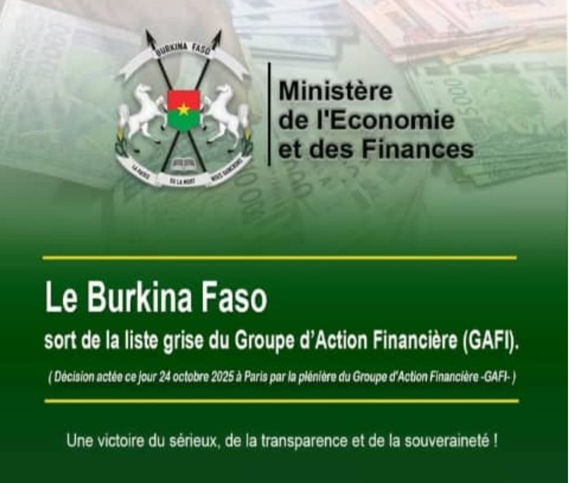 Burkina Faso : sortie confirmée de la liste grise du GAFI